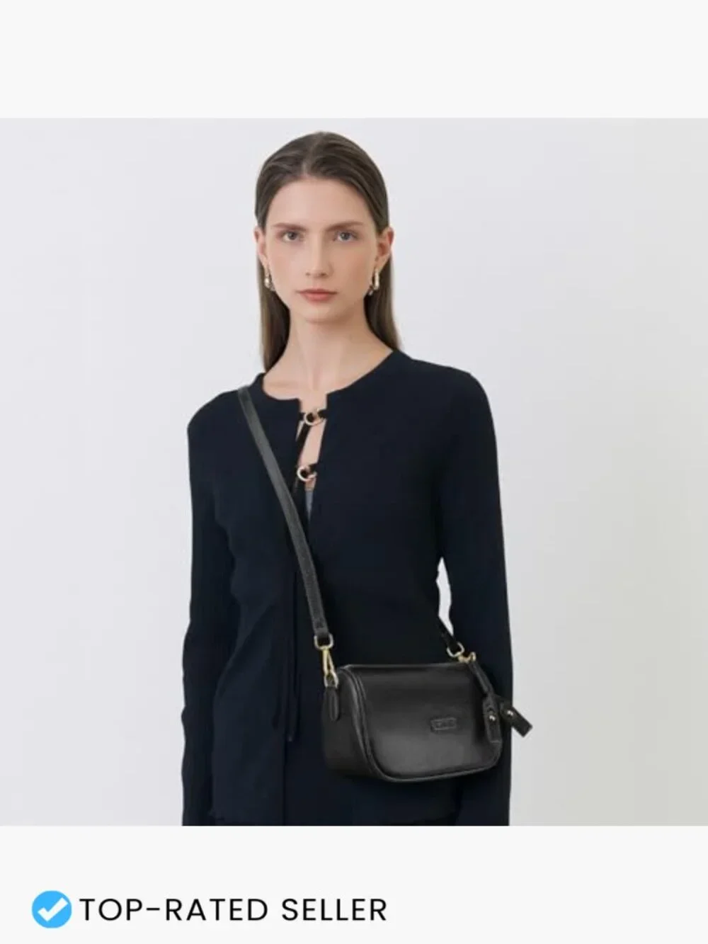 Small Vegan Leather Crossbody Purse with Two Adjustable Straps Shoulder Bag